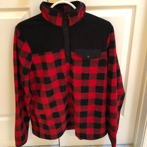 Eddie Bauer Buffalo Plaid Snap Up Fleece Women’s